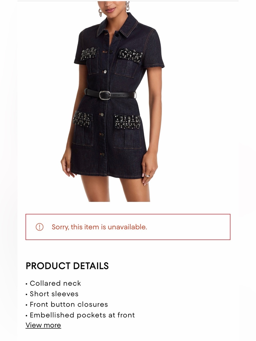 Self-Portrait Black Embellished Denim Shirt Dress